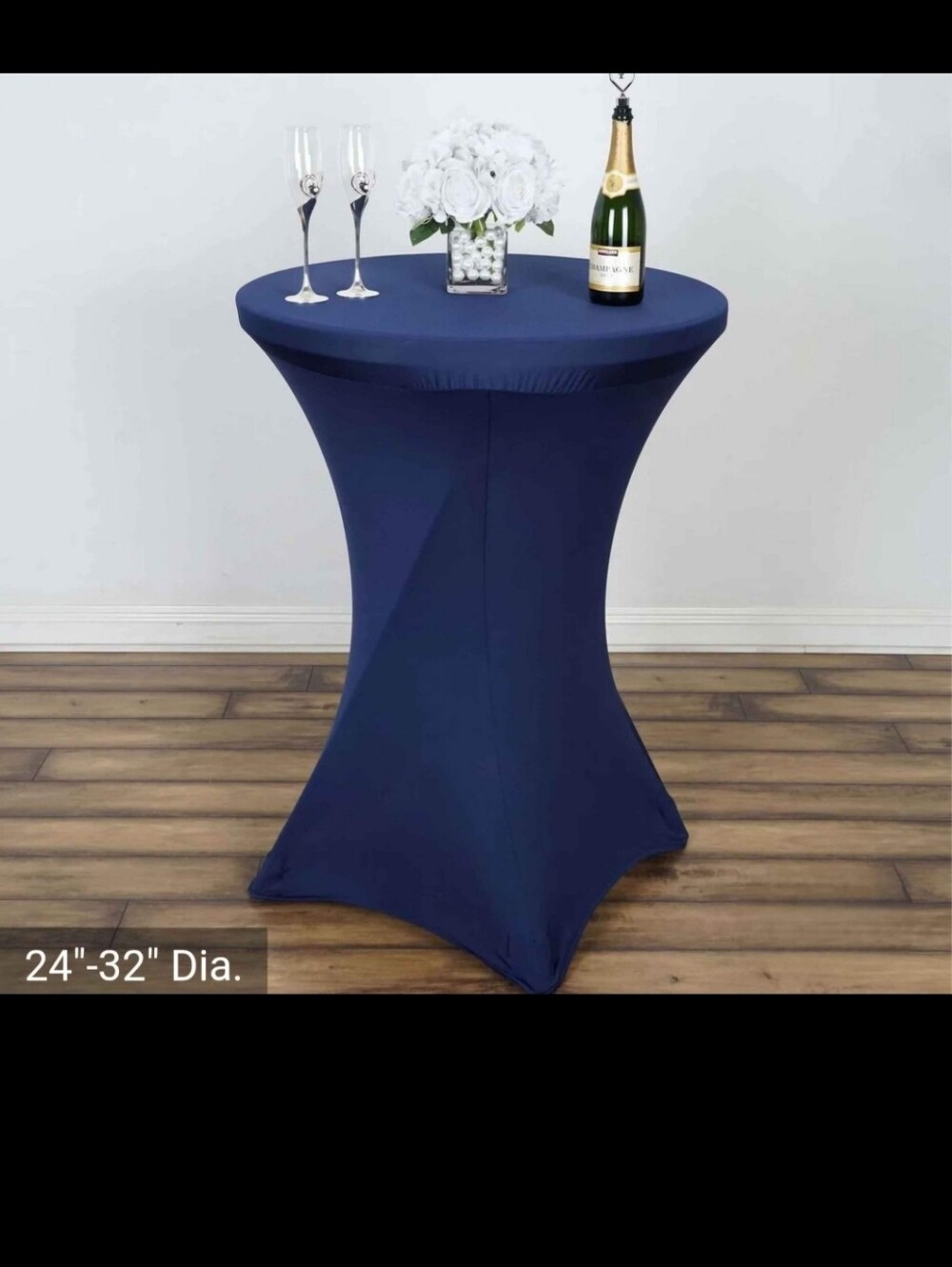 Set Of 2 - Stretch Spandex Cocktail Table Covers - Navy Blue